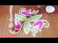 #new flower rangoli design with 5*3 dots//daily rangoli