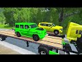 Double Flatbed Trailer Truck vs Speedbumps Train vs Cars | Tractor vs Train Beamng.Drive 001