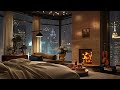 Relax In This Beautiful Bedroom In Your Apartment| Rain On Window and Slow Jazz Music For Deep Sleep