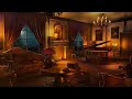 Classical music playing from another room and it's raining with thunder | ASMR | Rain and Fireplace