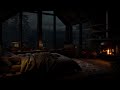 Cozy ambience in forest with sonw sound on window | Gentle snow for sleeping, relaxation, meditation