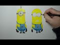 Minions drawing coloured pencils