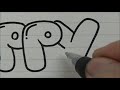 How to Draw Happy in Bubble Letters - Write Happy in Graffit Letters