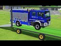 TRANSPORT OF COLORS! MULTI STOREY GARAGE vs POLICE CAR, FIRE DEPARTMENT, MIXER TRUCK - FS22  #128