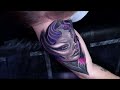 How to Tattoo a Color & Opaque Gray Surrealistic Portrait - Tutorial Timelapse