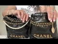 Chanel 22 Mini Handbag with Pearls  Comparison + Mod Shots | Chanel Double Unboxing 23S