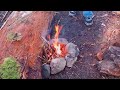 My son building a fire