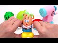 Satisfying Video l How to make Rainbow PlayDoh Noddles with Fruits Toys Cutting ASMR