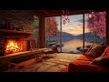 Soothing Rain Sounds of Spring Lake Ambience, Crackling Fire, Waterfall, and Spring Sound