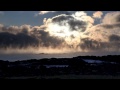 Sea smoke sunrise