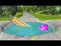 Flatbed Trailer Cars Transportation with Truck - Speedbumps vs Cars vs Train - BeamNG.Drive #07