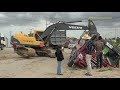 Heavy Dump truck Accident Overturned Derailed Recovery by Excavator, Dump Truck យីឌុបដឹកដីក្រឡាប់