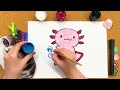 Draw a Cute AXOLOTL Easy step by step (Drawing for Kids)