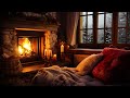 Night Fire - Cozy Attic Scene 🌧️ Crackling Fireplace For Deep And Relaxing Sleep