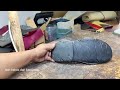 Proses pembuatan sandal dari ban motor bekas