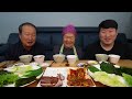 Ssambab with Smoked Duck, Stir-fried spicy pork belly - Mukbang eating show