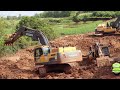 Heavy Excavator Accident Sink Underwater & Stuck In Deep Mud Recovery By Excavator & Bulldozer