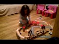 Ari playing with trains at home