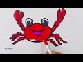 How to draw a Crab step by step | Crab drawing and coloring for kids | easy drawing for kids