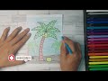 Coloring Coconut Tree On The Beach