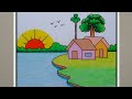 Village scenery drawing color || scenery drawing || drawing for kids