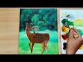 Deer In Morning \ Forest Painting / Acrylic painting for beginners.