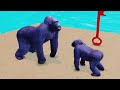 Long Slide Game With Elephant Gorilla Buffalo Hippopotamus Tiger - 3d Animal Game - Funny 3d Animals