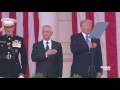 Donald Trump sings Star Spangled banner during Memorial Day ceremony