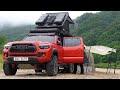 ☔ Camping in Heavy Rain 🛻 Docking a Tent on the Back of a Truck?