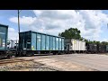 CSX Northbound freight train with an SD70MAC leader in Marion, Ohio