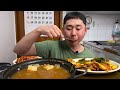 청국장 고추장삼겹살 밥 한대접 맛나게 먹었습니다! 청국장에 물을 너무 많이 부었다..! 먹방MUKBANG