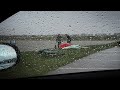 Windsurfers in rough weather.