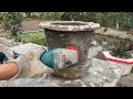 Great technique to make a coffee table with patterns from pebbles - Cement and Pebble Mosaic