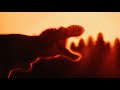 Um Trex macho ruge em um pôr do Sol [Dinosaur/STKNDS]