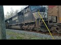 NS power on CSX E345 at Hickory Hill Rd Crossing. Hanover County VA. 04/13/2018