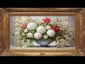 Floral art screensaver for your tv. Relaxing framed art screensaver.