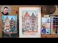 URBAN SKETCHING loose ink & watercolor tutorial | Easy Step by Step Process