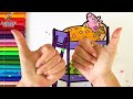 Desenhar e Colorir Peppa Pig e George Pig na Beliche 🐷🛏️🛏️🌈 Desenhos para Crianças
