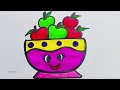 How to draw an Apple fruit basket step by step | easy basket drawing for kids | easy drawing