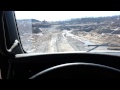 Driving through gravel quarry