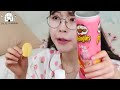 ASMR MUKBANG| Pink Convenience store(Honey Jelly, Peach Kyoho Jelly, Strawberry Cake, Tteokbokki)