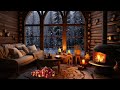 Cozy Winter Cabin Ambience with Relaxing Blizzard and Snowstorm Sounds with Fireside Comfort