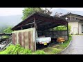 Walking in the Rain, Japanese Countryside village Nakasendo Nature Walk, Rain and City Sounds