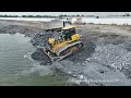 Part -7| Best Incredible Operator Skill Dozer & Truck Spreading Big Stone to Widen Road in Big Lake