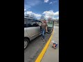 Washing the interior windows of a car