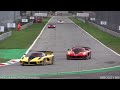 8 x Ferrari FXX K EVO Pure Sound at Monza Circuit: Accelerations, Flames & Hot Glowing Brakes!