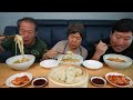 Homemade Korean Banquet Noodles & Big Dumplings - Mukbang eating show