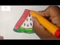 How to draw watermelon drawing// watermelon slice drawing in easy way for kids//watermelon colouring