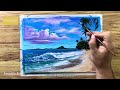 How To Painting Tropical Paradise Beach? Acrylic Painting for Beginners