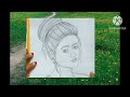 Easy drawing a girl with high bun hair style# step by step#pencilsketch #drawingvideo